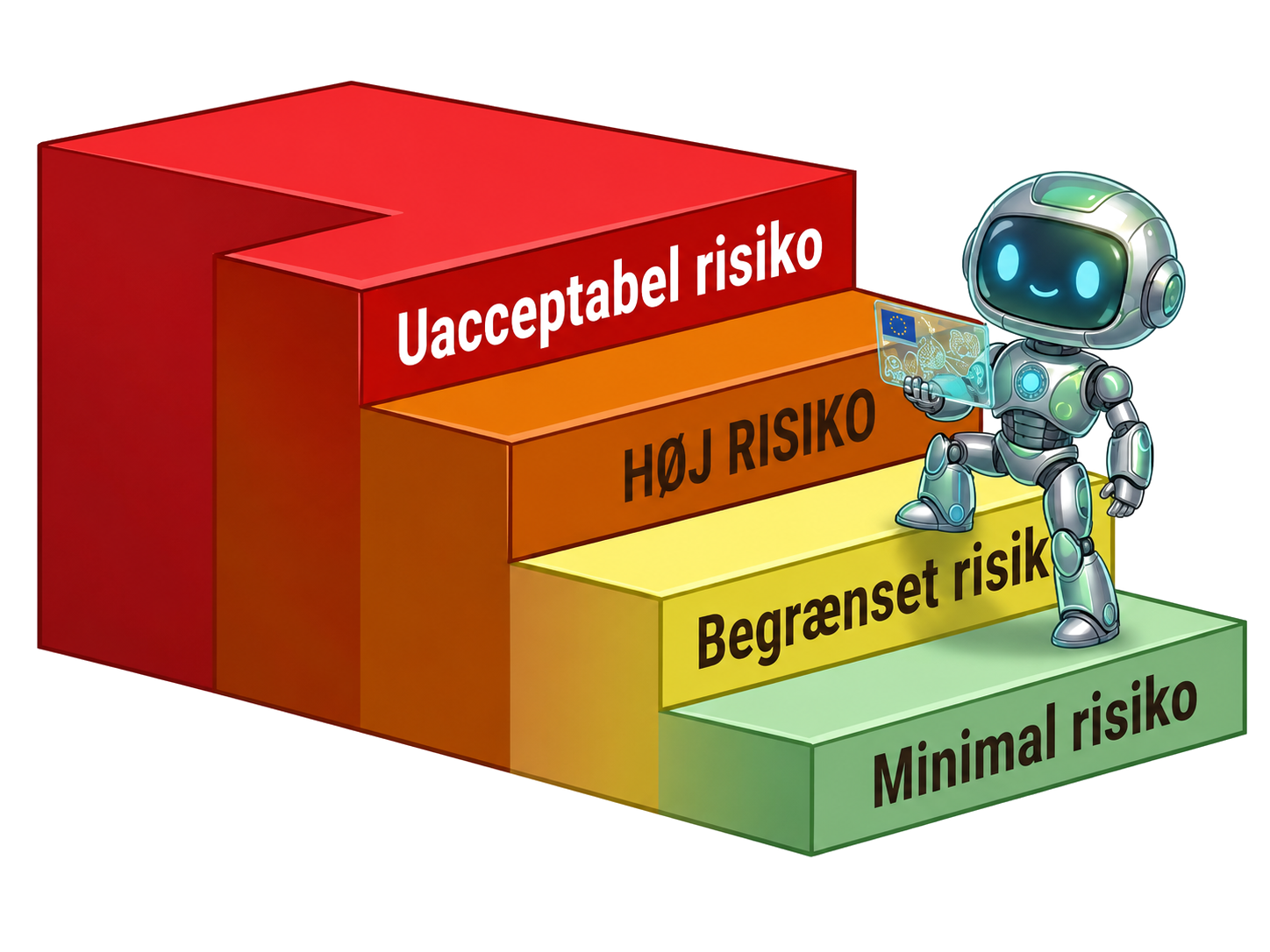 AI-risikopyramiden — de fire risikoniveauer i EU's AI-forordning